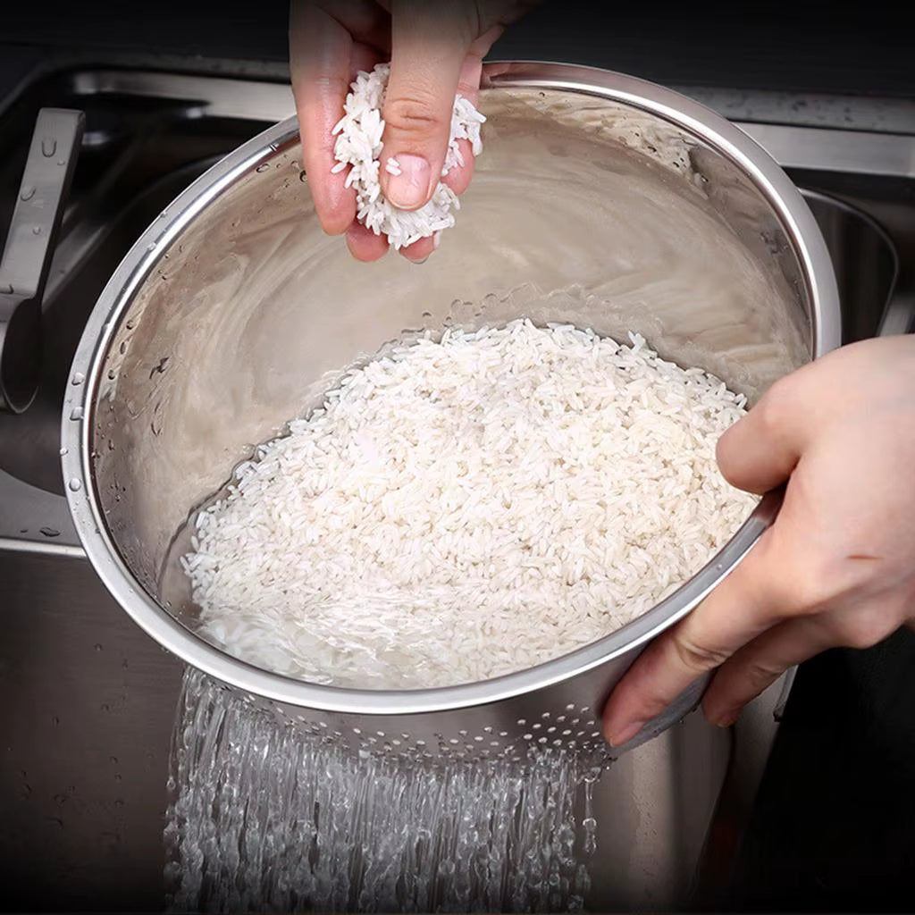 Kitchen Strainer, Stainless Steel Colander Rice Washer Vegetable Fruit Washing Bowls for Cleaning , Rice, and , Kitchen Tools