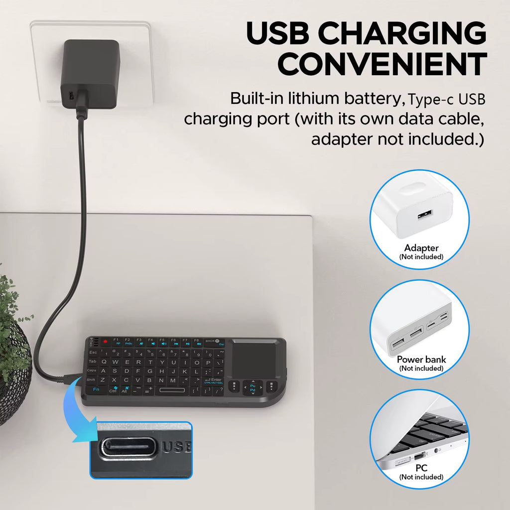 A8 Mini Wireless Keyboard 2.4G 7 Color Backlit Touchpad Air Mouse with Infrared Indicator for Android TV Box Pc,Office