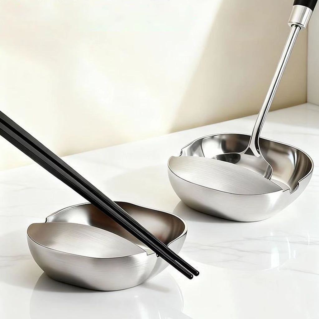 Spoon Rest for Kitchen Counter Stainless Steel Stable Base Kitchen Spoon Holder Ladle Rest for Snacks Fruits Sauce Soup Baker