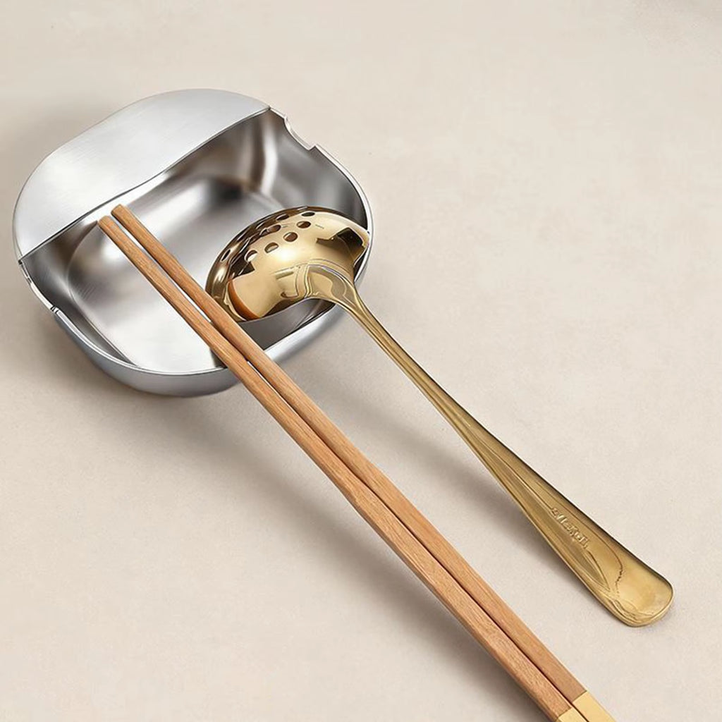 Spoon Rest for Kitchen Counter Stainless Steel Stable Base Kitchen Spoon Holder Ladle Rest for Snacks Fruits Sauce Soup Baker