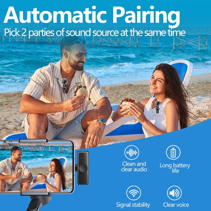 New Wireless Lavalier Microphone Portable Audio Video Recording Mini Microphone for Iphone Android PC Camera Live Gaming Phone