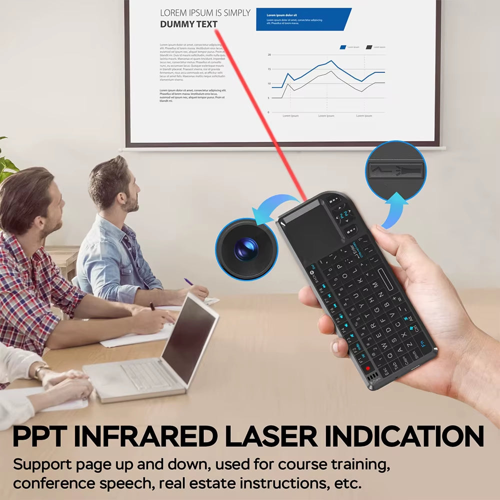 A8 Mini Wireless Keyboard 2.4G 7 Color Backlit Touchpad Air Mouse with Infrared Indicator for Android TV Box Pc,Office