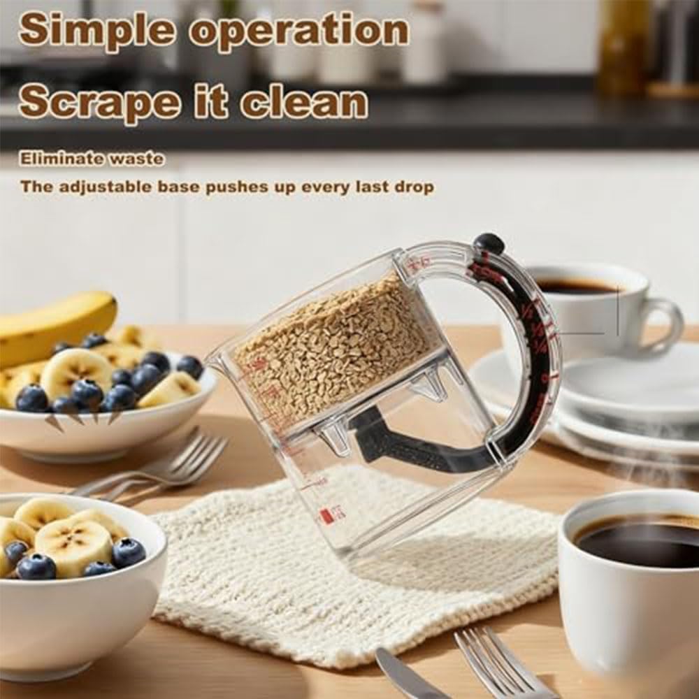 Adjustable Measuring Cup Multi-Functional Measuring Cup with Scraper-Style Seal Base Measurings Cube Cups for Cooking Kitchen