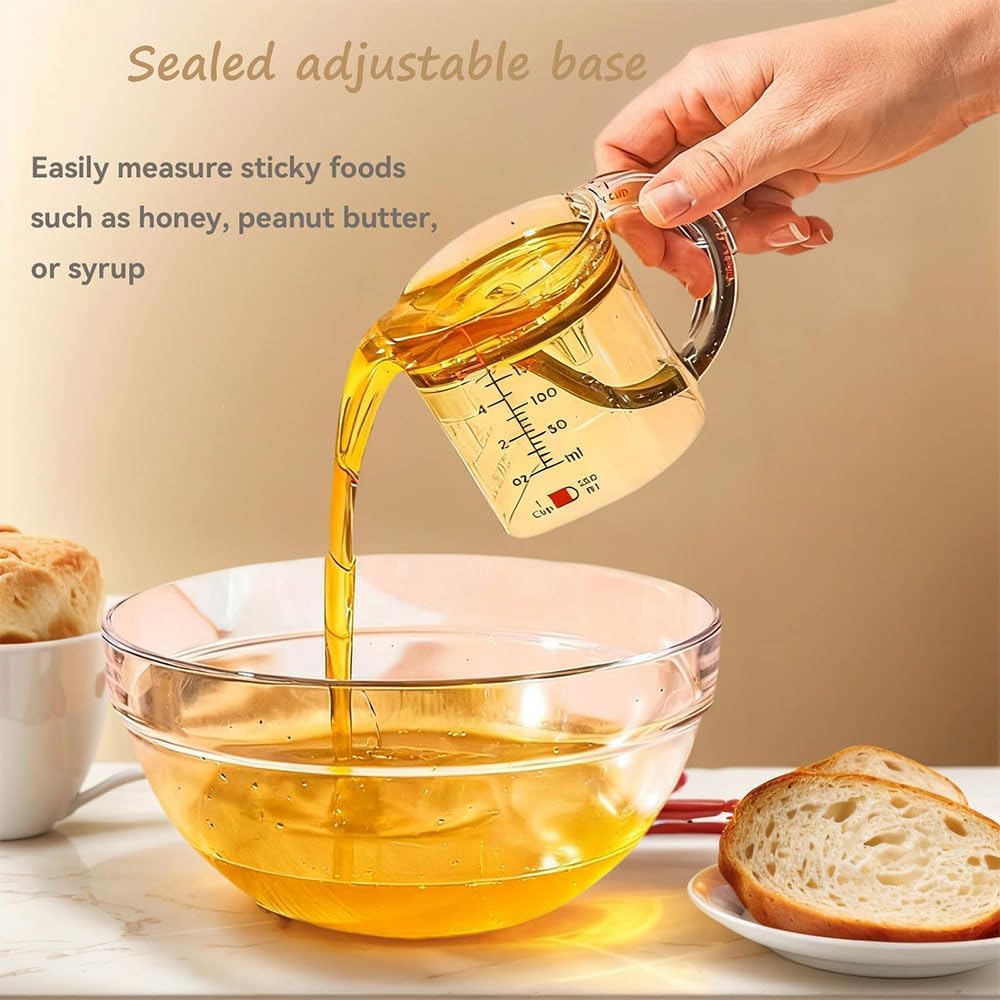 Adjustable Measuring Cup Multi-Functional Measuring Cup with Scraper-Style Seal Base Measurings Cube Cups for Cooking Kitchen
