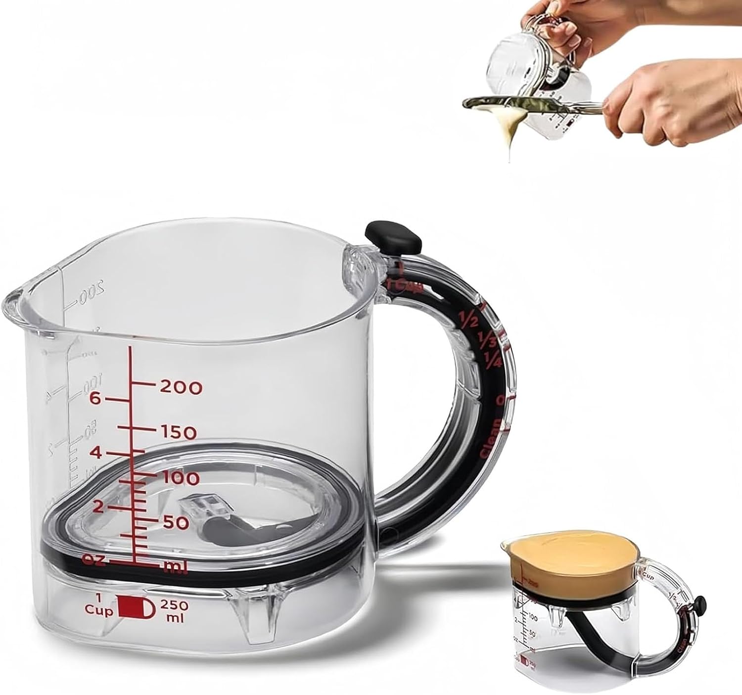 Adjustable Measuring Cup Multi-Functional Measuring Cup with Scraper-Style Seal Base Measurings Cube Cups for Cooking Kitchen