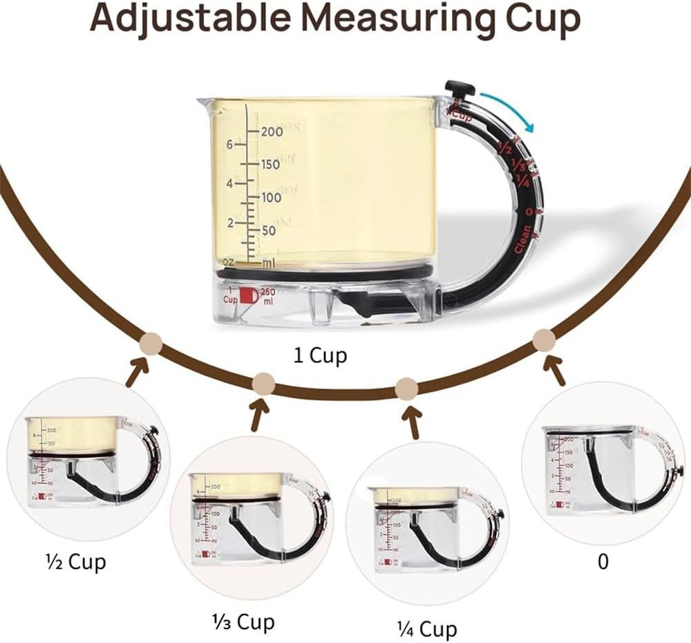 Adjustable Measuring Cup Multi-Functional Measuring Cup with Scraper-Style Seal Base Measurings Cube Cups for Cooking Kitchen