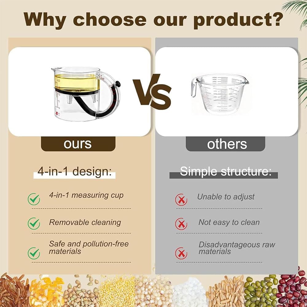 Adjustable Measuring Cup Multi-Functional Measuring Cup with Scraper-Style Seal Base Measurings Cube Cups for Cooking Kitchen