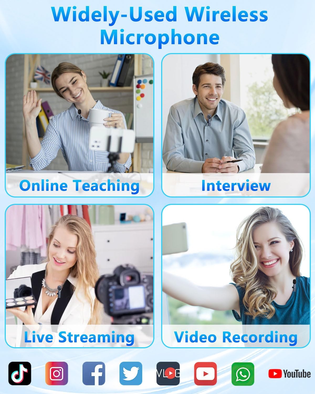 New Wireless Lavalier Microphone Portable Audio Video Recording Mini Microphone for Iphone Android PC Camera Live Gaming Phone