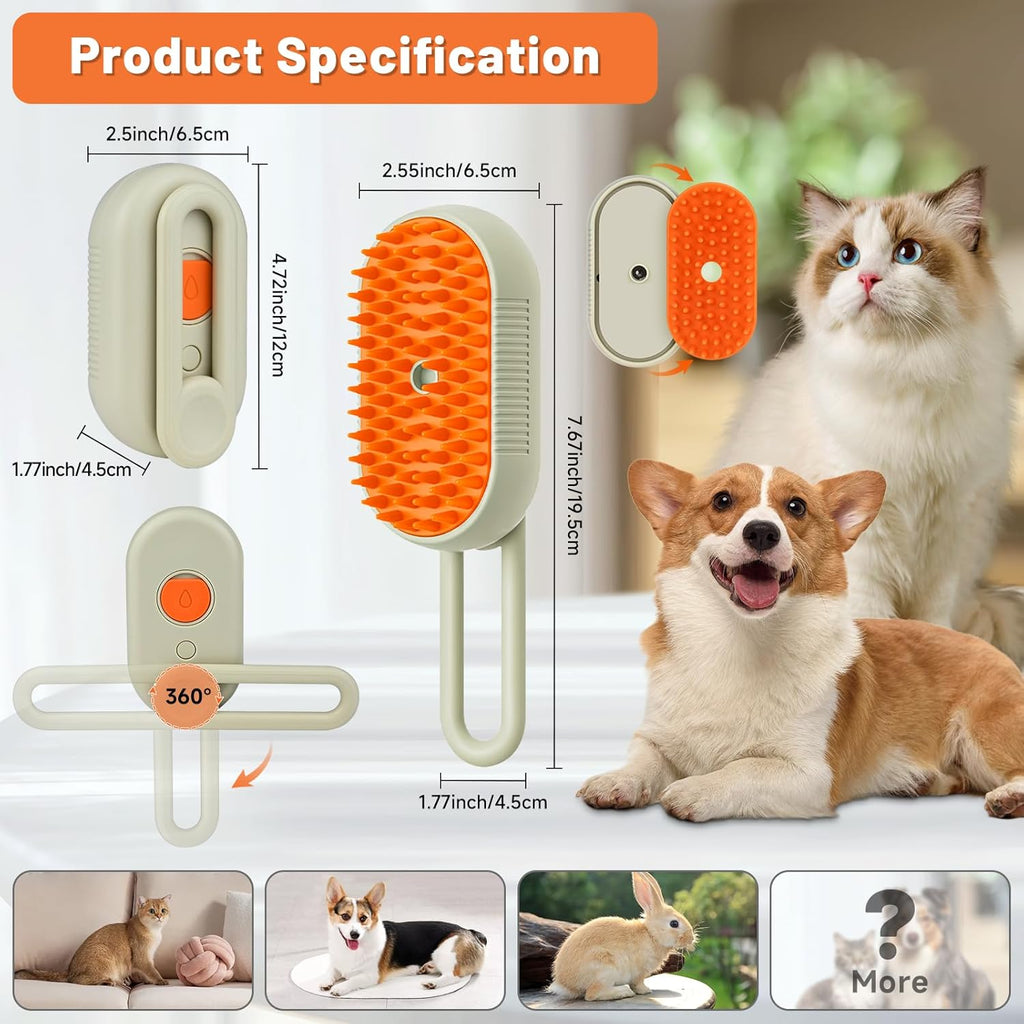 Steam Brush Cat Brush – 3-in-1 Steamy Grooming Magic