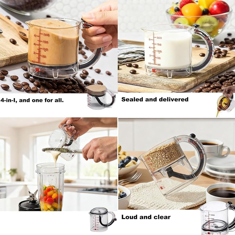 Adjustable Measuring Cup Multi-Functional Measuring Cup with Scraper-Style Seal Base Measurings Cube Cups for Cooking Kitchen