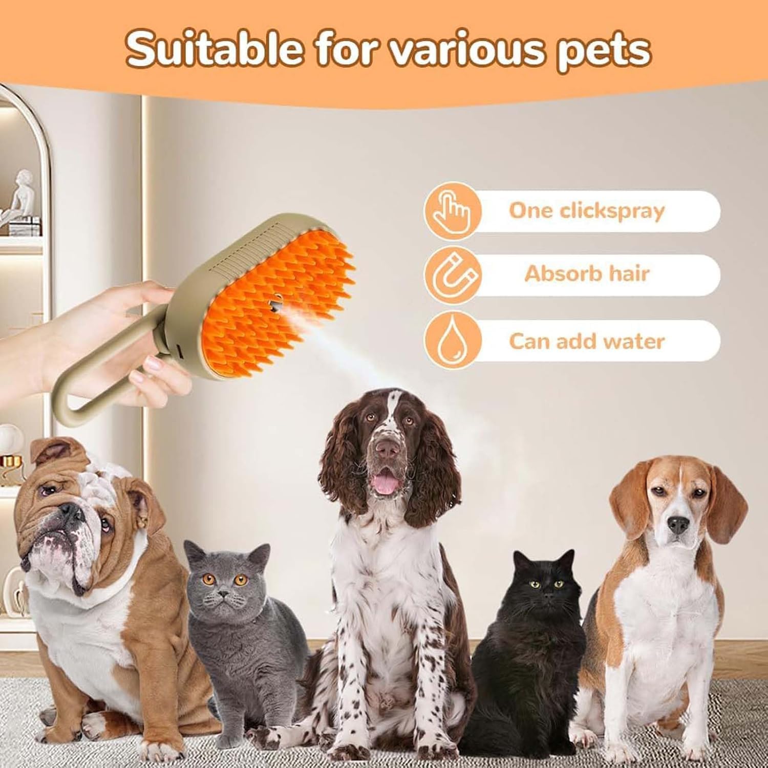 Steam Brush Cat Brush – 3-in-1 Steamy Grooming Magic
