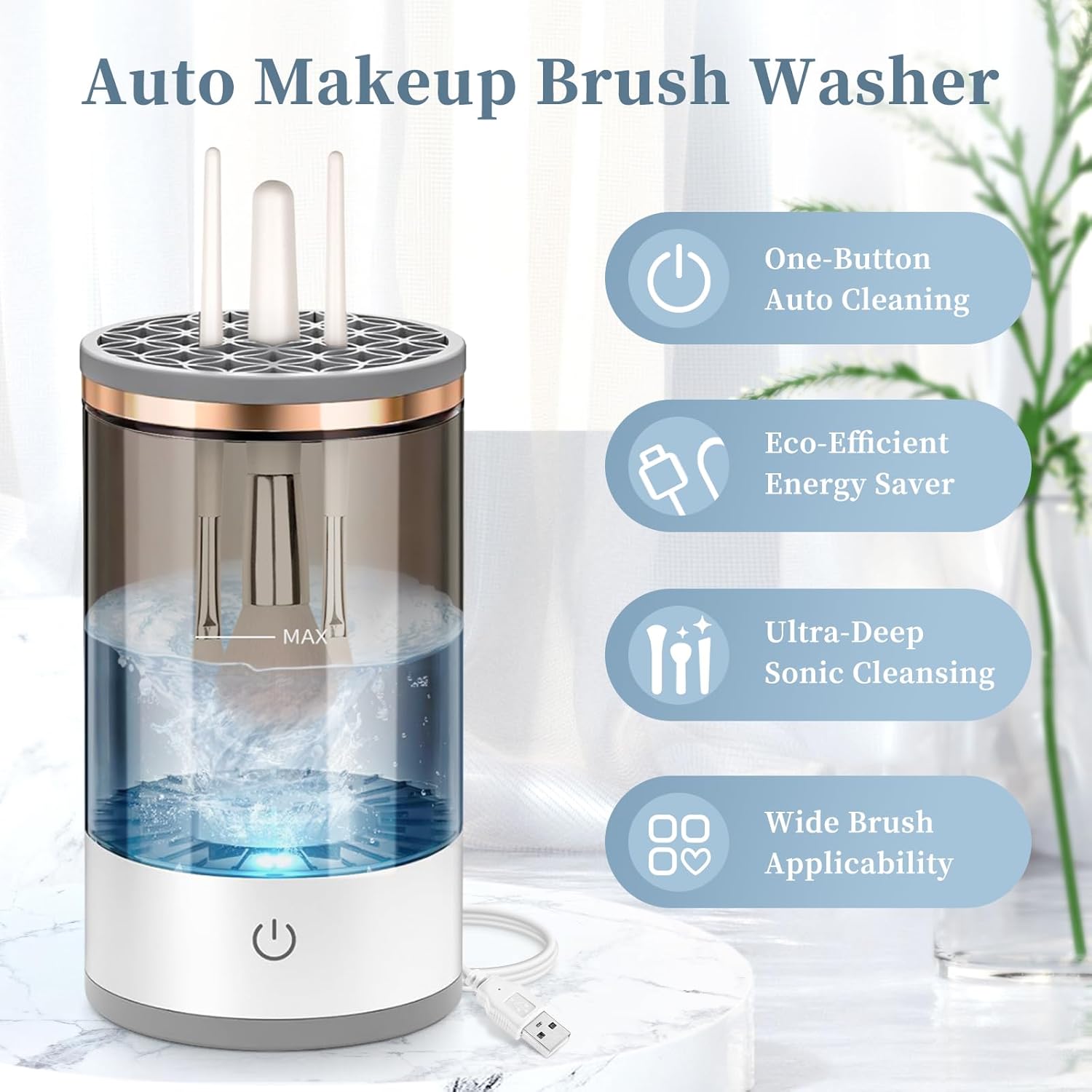 USB Plug Portable Electric Makeup Brush Cleaner with Rubber Makeup Machine Electric USB Quick Cleaner Cleaning Brush Collar Brus