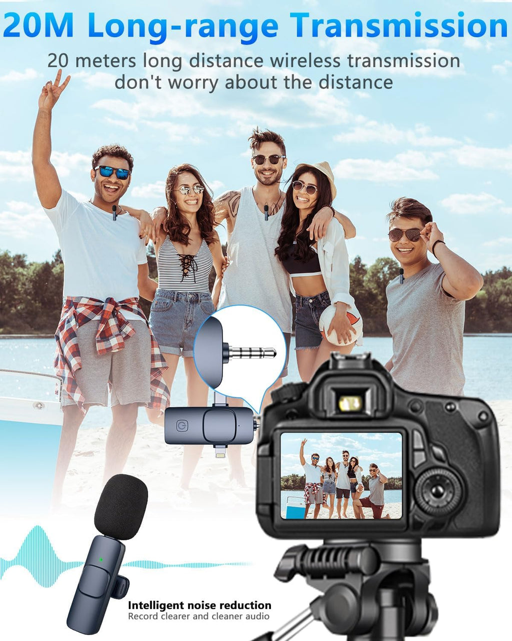 New Wireless Lavalier Microphone Portable Audio Video Recording Mini Microphone for Iphone Android PC Camera Live Gaming Phone