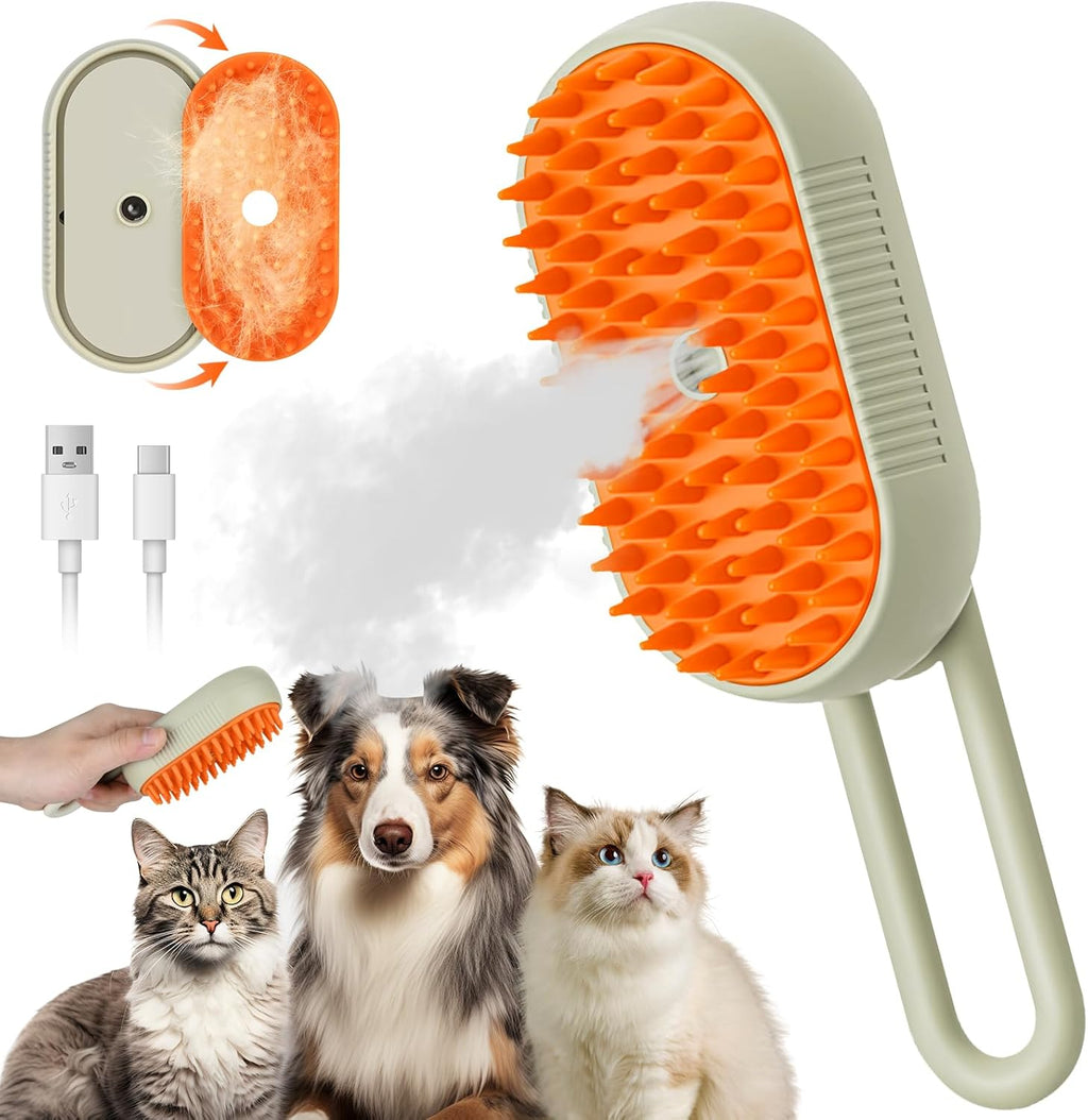 Steam Brush Cat Brush – 3-in-1 Steamy Grooming Magic
