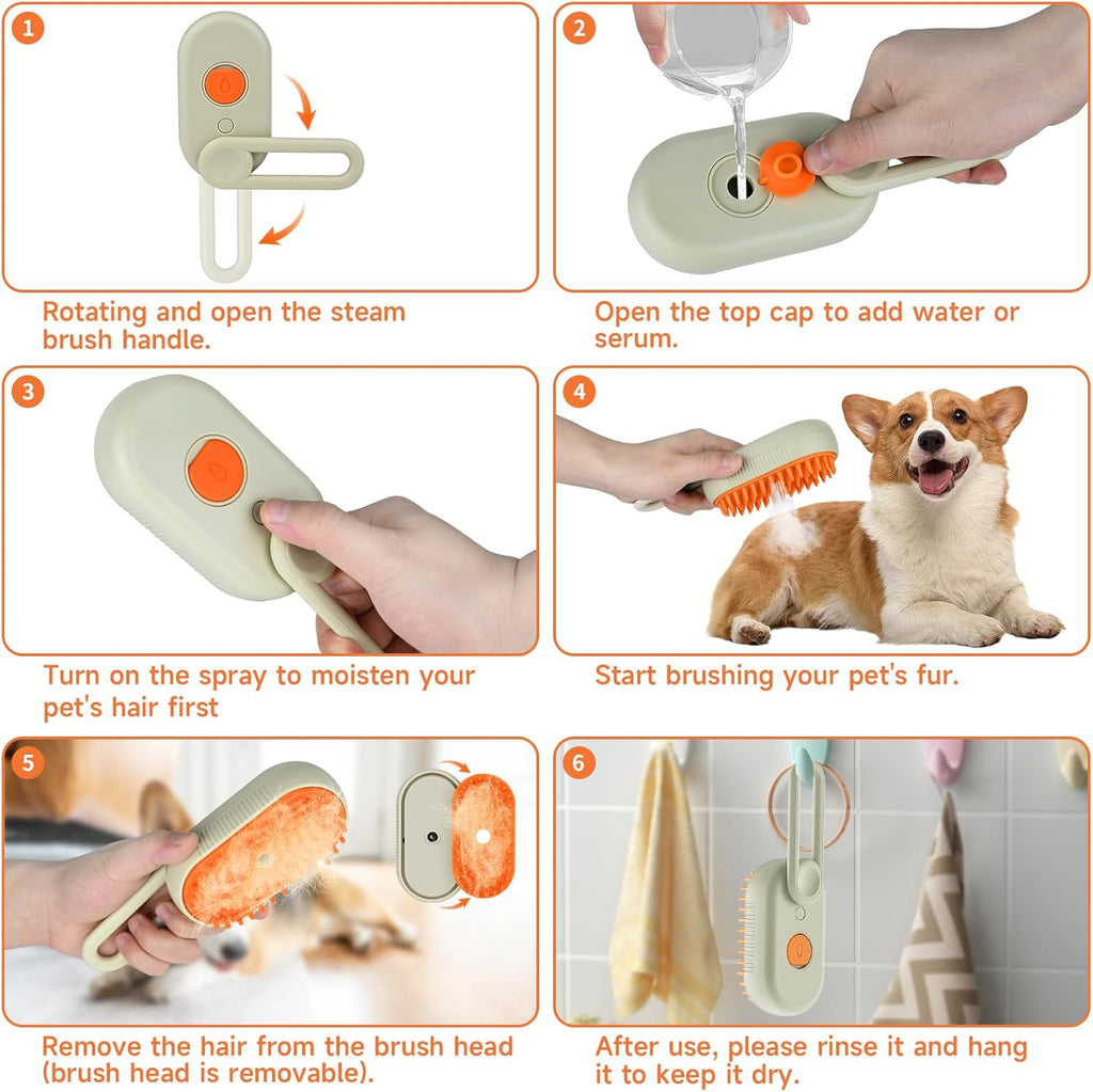 Steam Brush Cat Brush – 3-in-1 Steamy Grooming Magic