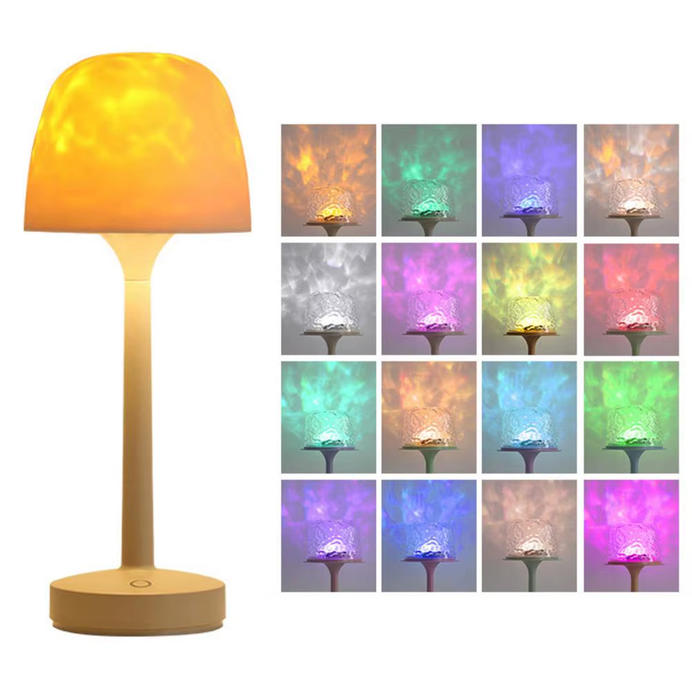 Night Light Desk Lamp Blue Light for Relaxation Water Wave Projection Night Light for Shower Spa with Touch Control for Bathroom