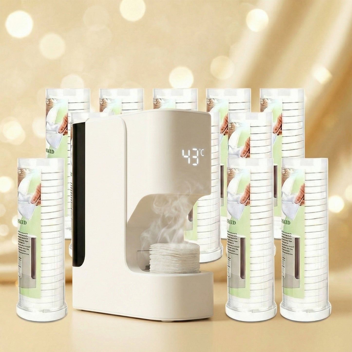 Livefull CL01 Smart Hot Towel Heater – 55°C Moist Heat, Auto Dispensing, Voice Alerts & 20 Compressed Towels for Instant Home Spa