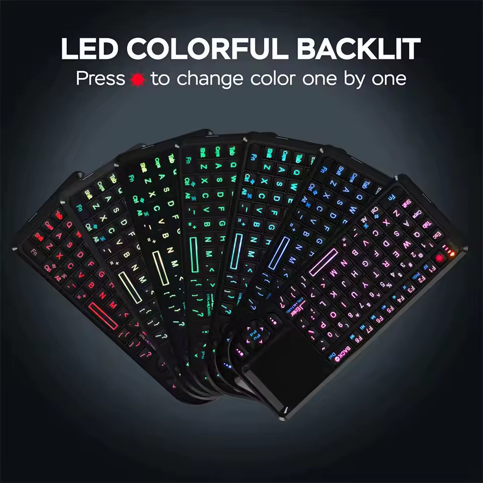 A8 Mini Wireless Keyboard 2.4G 7 Color Backlit Touchpad Air Mouse with Infrared Indicator for Android TV Box Pc,Office