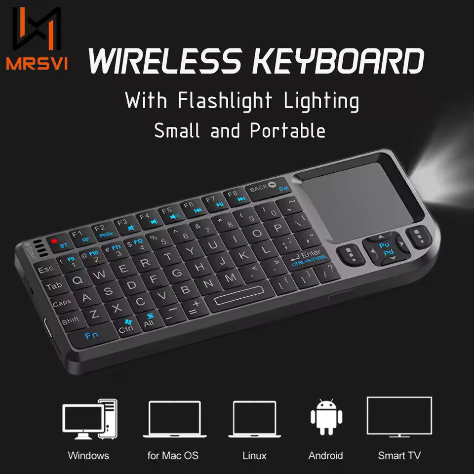 A8 Mini Wireless Keyboard 2.4G 7 Color Backlit Touchpad Air Mouse with Infrared Indicator for Android TV Box Pc,Office