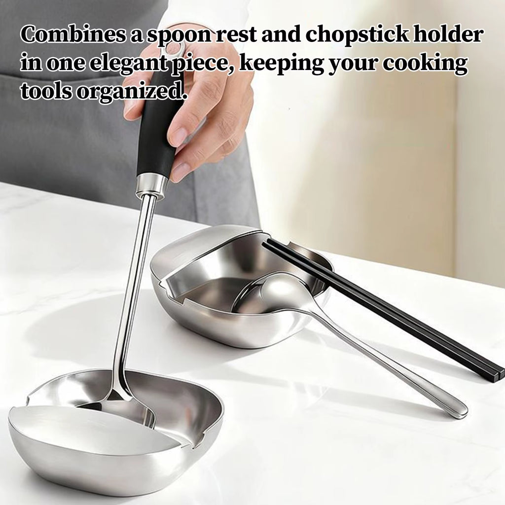 Spoon Rest for Kitchen Counter Stainless Steel Stable Base Kitchen Spoon Holder Ladle Rest for Snacks Fruits Sauce Soup Baker